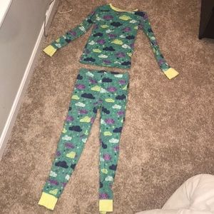 Blue 2-piece pajama set with clouds